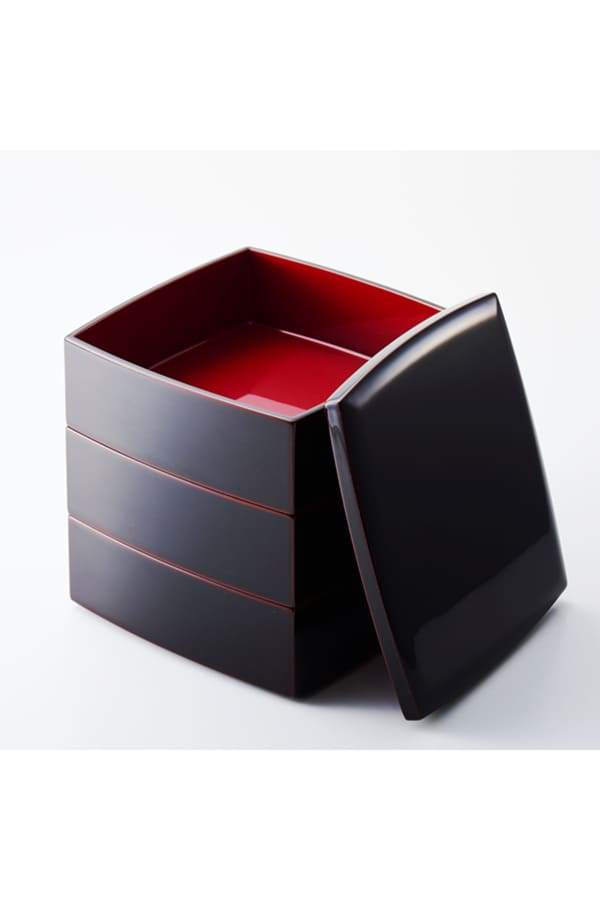 6.5寸 三段重箱 手塗うるし（朱） ５寸 三段 重箱 手塗うるし（朱） 日本製 国産 運動会 大型 弁当箱