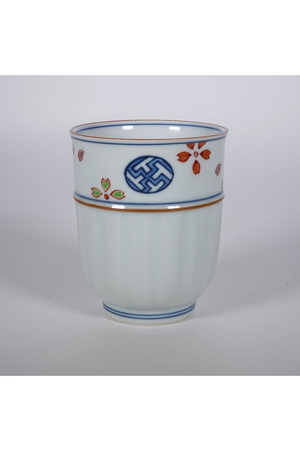 組湯呑 着彩丸紋に桜 – 日々の京都物産展