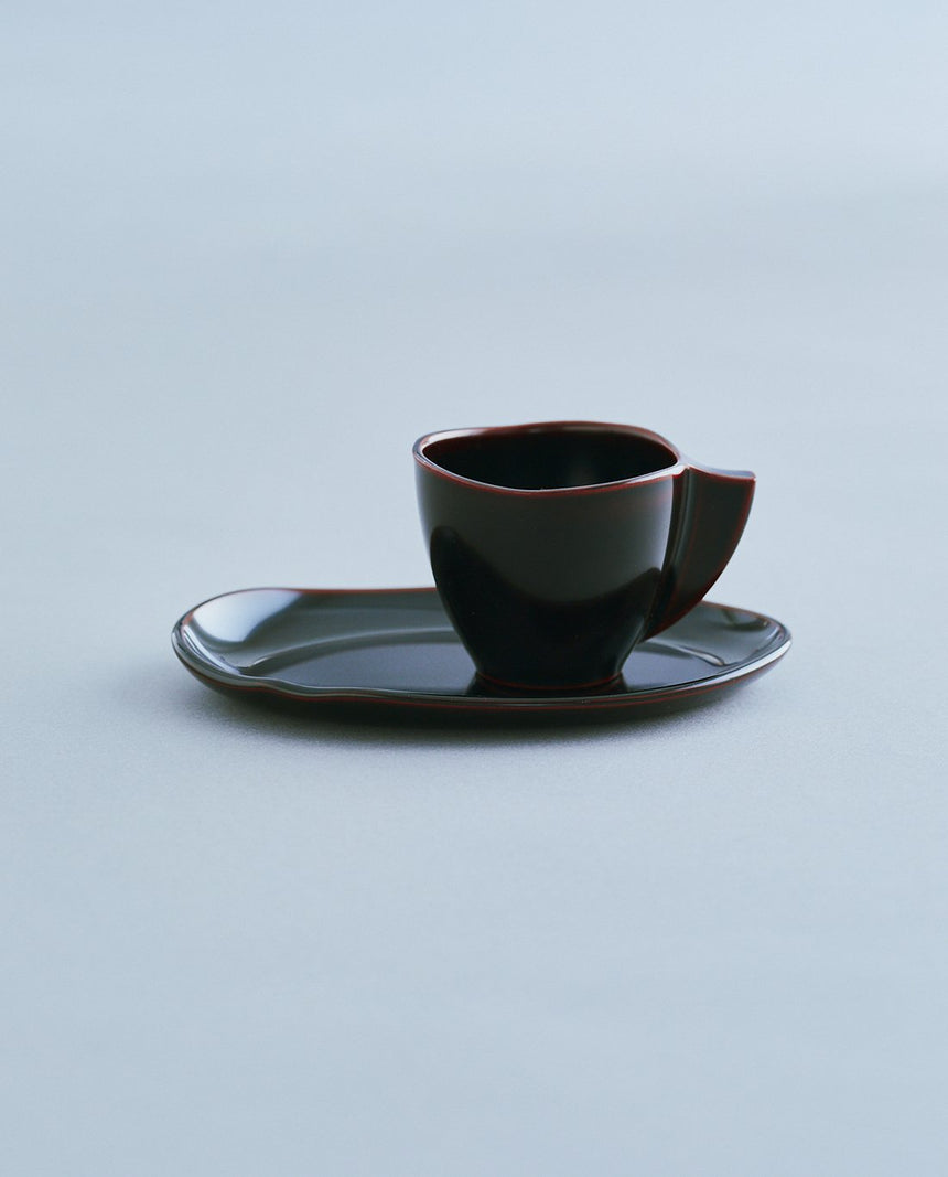 珈琲カップセット ゆがみ(溜)