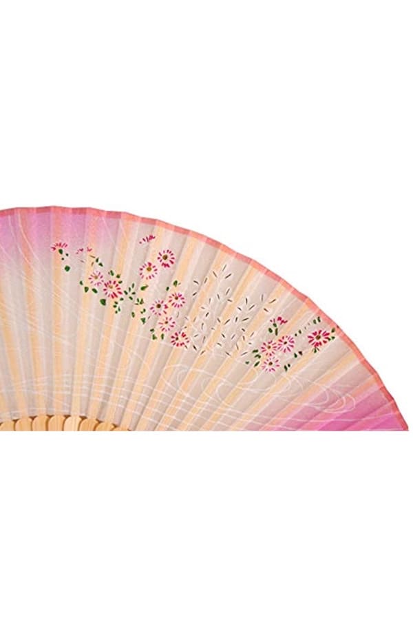並絹カラー親扇子(小花柄 ピンク色)