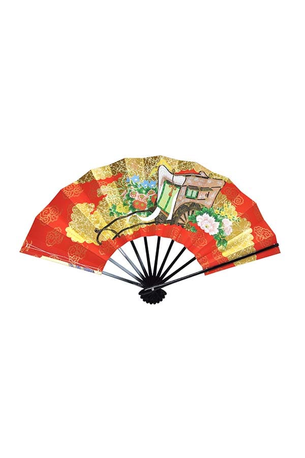 両面飾り扇子(御所車・松竹梅)扇子立付
