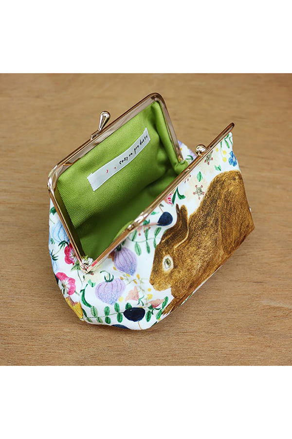 【コラボ】《cozyca products》AikoFukawa 帆布がま口コスメポーチ rabbit garden
